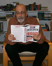 Howard Shrier reading Trigger City at work